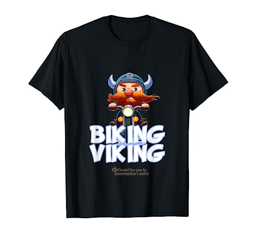 Vikingo en estilo de dibujos animados montar una bicicleta Vikingo Camiseta