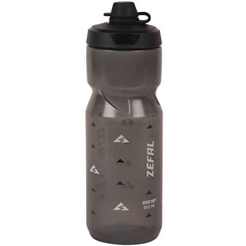 ZEFAL Sense Soft 80 No Mud - Bidón Ciclismo y MTB Con Protección De La Tetina - Botella Bicicleta y Deporte Sin BPA - Negro Ahumado, 800 ml