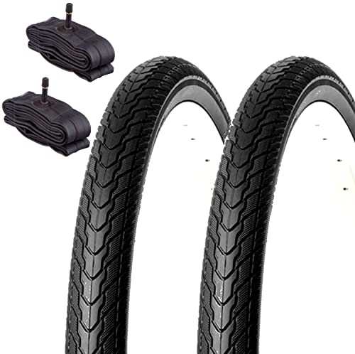 2 neumáticos de 26 x 1,75 (47-559) + Cámaras Américas Neumáticos SLICK para City Bike Bike Hombre Carretera
