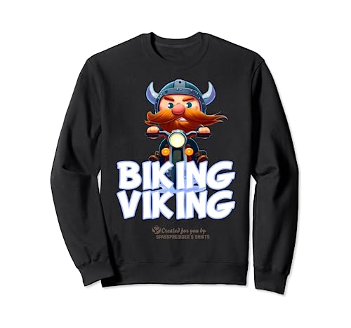 Vikingo en estilo de dibujos animados montar una bicicleta Vikingo Sudadera