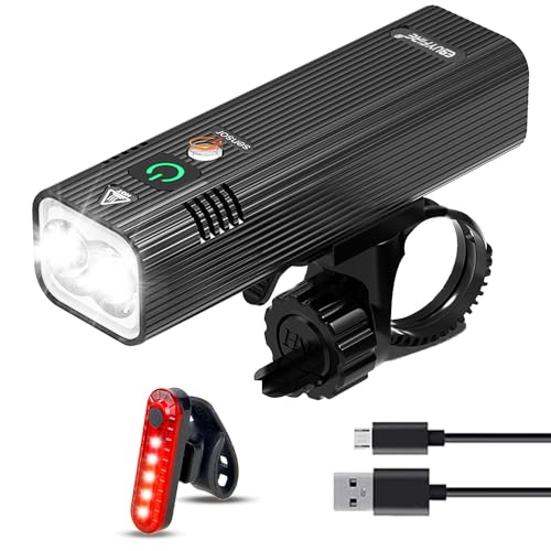 EBUYFIRE USB Recargable Juego de Luces de Bicicleta,Sensor de luz Inteligente Faro de Bicicleta,IPX5 Impermeable 5/3 Modos LED Luces de Bicicleta Delantera y Trasera,para Todas Las Bicicletas