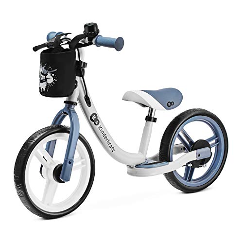 kk Kinderkraft SPACE Bicicleta sin Pedales, Bicicleta Niño 2 años, Bicicleta 2 Ruedas, Sillín Ajustable, Con accesorios, Con Freno, Ruedas 28 cm de diámetro, 35 kg, Azul