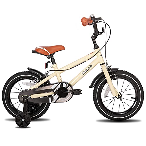 STITCH Bicicleta Infantil 16 Pulgadas Beige para Niños y Niñas de 4, 5 6 y 7 Años Kids Bike con Estabilizadores y Frenos de Mano 85% Montada…