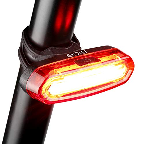 BIGO Luz Trasera para Bicicleta Recargable USB, Super Brillante Rojo Luz LED Bici de 120 Lúmenes, Impermeable, Faro Trasero Bici para Máxima Seguridad de Ciclismo