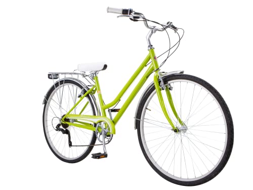 Schwinn Wayfarer 500 - Bicicleta híbrida unisex, ruedas 700c, marco de acero HI-TEN de 16 pulgadas, manetas de cambio de 7 velocidades, bastidor de carga trasero, verde oliva