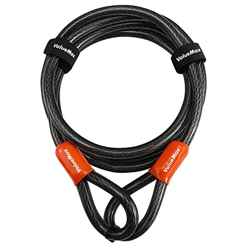 ValueMax Cable de Acero para Bicicleta 7FT/213CM,Cable de Seguridad con Argollas,Ideal para muebles de jardín, Bicicleta, Motocicleta