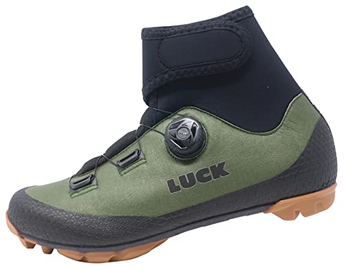 LUCK Winter Verde MTB, Zapatillas de Ciclismo MTB para Invierno, con Suela de Carbono, Cierre rotativo y Goretex. (Numeric_45)