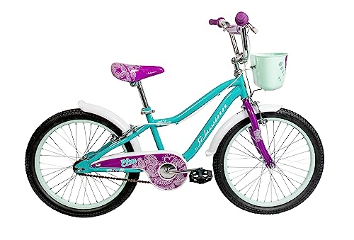 Schwinn Elm - Bicicleta para niños, neumáticos de 20 pulgadas, asiento ajustable, incluye estabilizadores, turquesa