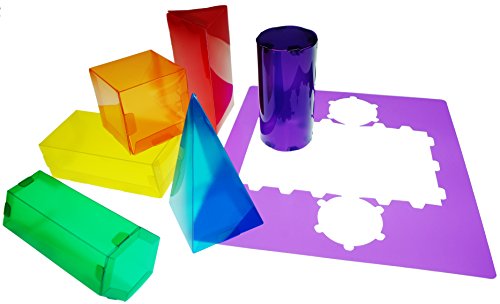 HenBea 861 - Geos de Colores Traslucidos, Plantillas de Polipropileno para armar Formas Geométricas en 3D - Cilindro, Cubo, Piramide, Prismas, (pack 6 Formas distintos colores)