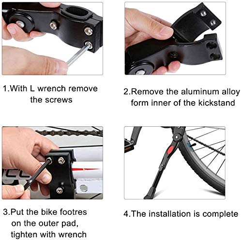 XiDe Pata de Cabra para Bicicleta, Aluminio Soporte Ajustable del Retroceso de Bici Caballete Bicicleta con Llave Hexagonal y Campana de Bicicleta 22