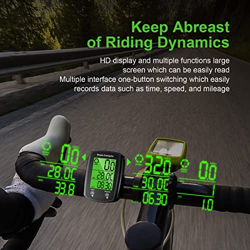 URAQT Cuentakilometros Bicicleta, Velocimetro Bicicleta 19 Funciones, Impermeable Ciclocomputador Bicicleta con Pantalla LED de Retroiluminación y Soporte, Control Tactil, para Speed Track