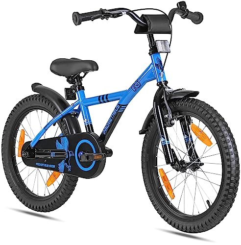 PROMETHEUS BICYCLES Bicicleta 18 Pulgadas niño 6 años Bicicleta niña 6 a 9 años - Bicicletas niños - Bici niños Infantil y Freno contrapedal Azul