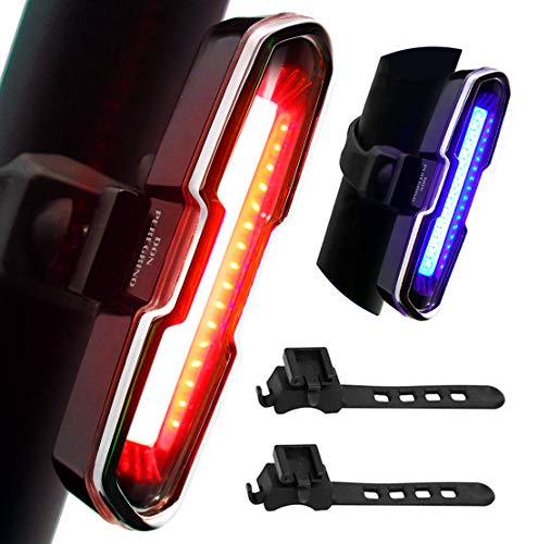 DONPEREGRINO B2 110 Lúmenes Luz Trasera Bicicleta Potente LED, Recargable USB de Alto Brillo con 5 Modos Fijos e Intermitentes