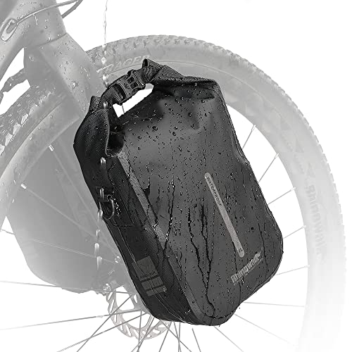 Rhinowalk Bolsa impermeable para horquilla delantera de bicicleta, bolsa de sillín para bicicleta, bolsa de hombro, bolsa de 4 l, para scooter, accesorios de bicicleta de montaña, color negro