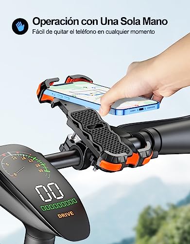 Glangeh Soporte Movil Bicicleta Universal, 360° Rotación Soporte Movil Moto para Manillar, Anti Vibración y Cierre Seguro Soporte Móvil Moto Compatible con iPhone Samsung Xiaomi y Otro 4.7-6.8