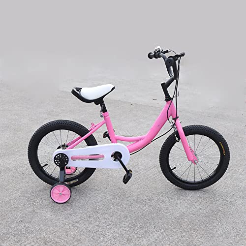 Fetcoi Bicicleta infantil de 16 pulgadas con ruedas estabilizadoras antideslizantes para niños y niñas a partir de 4-8 años, ruedas de apoyo desmontables para bicicletas infantiles (rosa)