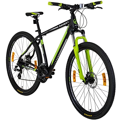 Galano Bicicleta de montaña de 29 pulgadas Hardtail MTB Bicicleta Ravan 24 marchas Bike 3 colores (negro/verde, 48 cm)