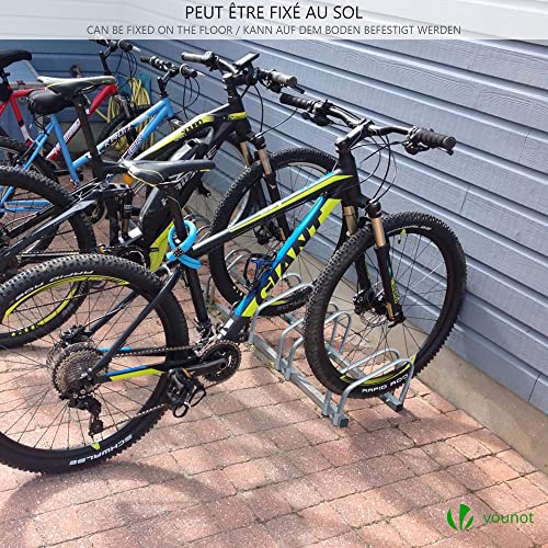 VOUNOT Soporte para Aparcar 5 Bicicletas, Aparcamiento Estacionamiento para Bicis, Suelo y Pared Montaje, Interior y Exterior